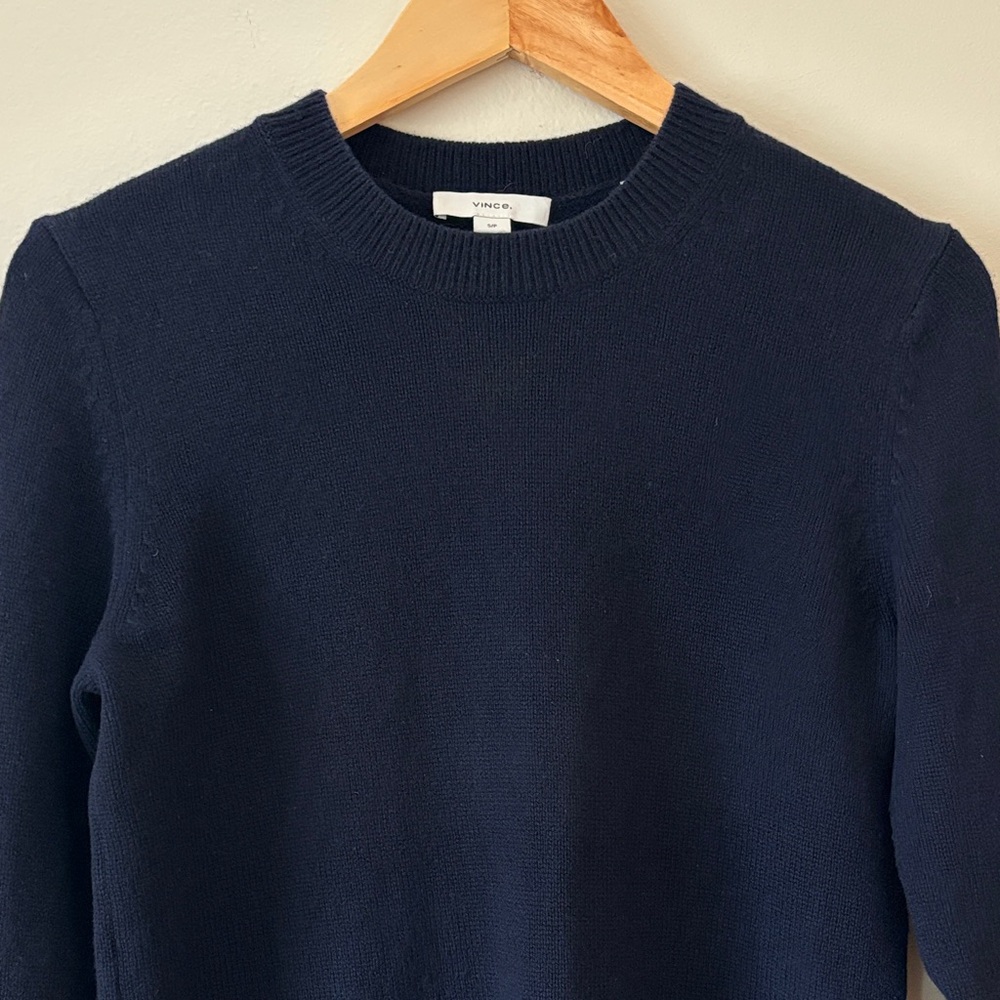 Vince. Women’s Navy Wool/Cashmere Crewneck Sweater S/P